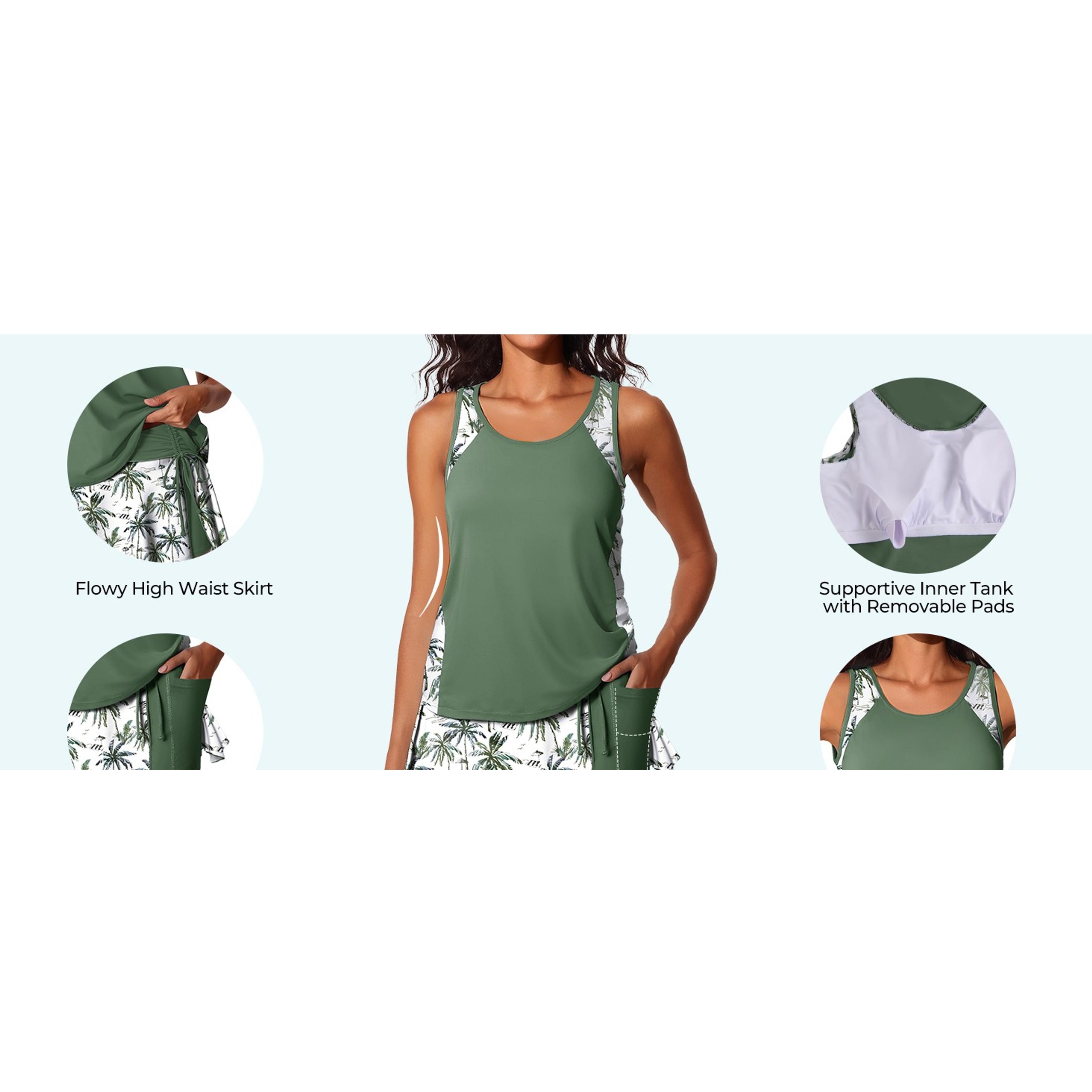 Women's Modest Tankini Swimsuit with Tummy Coverage