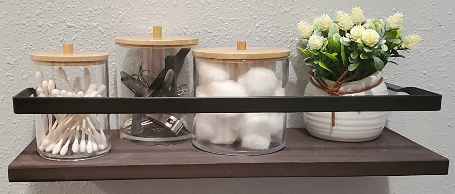 2 Slot Cotton Swab Ball Qtip Holder Jar Plastic Container Dispenser Box with Hinged Lid for Bathroom Home Storage Organizer