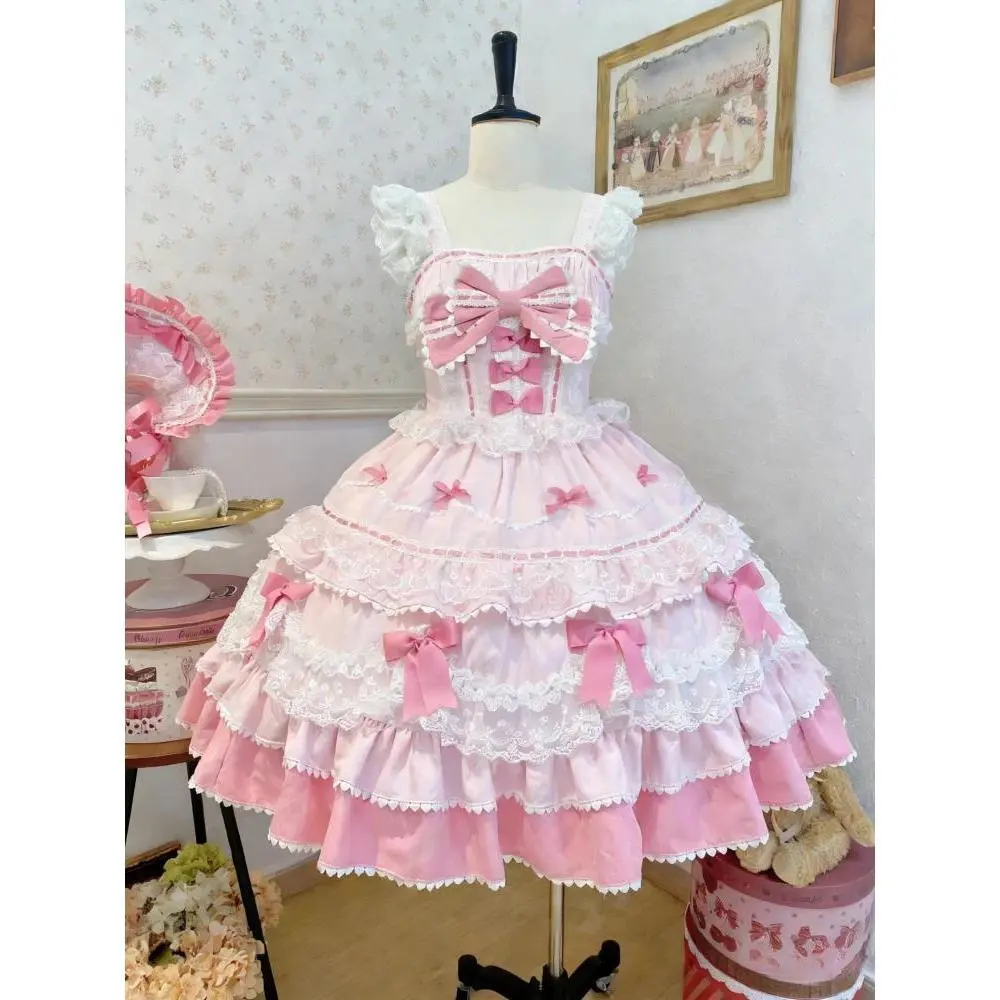 Retro Lolita Dress Women Victorian Gothic Vintage Style Ruffle Lace Long Sleeve Sweet Princess Party Evening Midi Dress