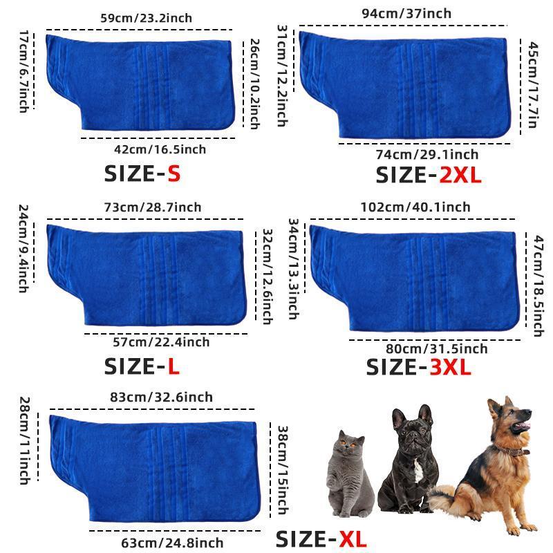 Soft Absorbent Pet Bath Robe - Adjustable Strap Grooming Towel for Dogs & Cats Soft Absorbent Pet Bath Robe - Adjustable Strap Grooming Towel for Dogs & Cats