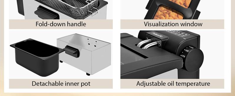SUSTEAS Powerful Electric Deep Fryer – 1500W Fast Heating, 2.6 QT Capacity, Adjustable Temp, Non-Stick Pot SUSTEAS Powerful Electric Deep Fryer – 1500W Fast Heating, 2.6 QT Capacity, Adjustable Temp, Non-Stick Pot