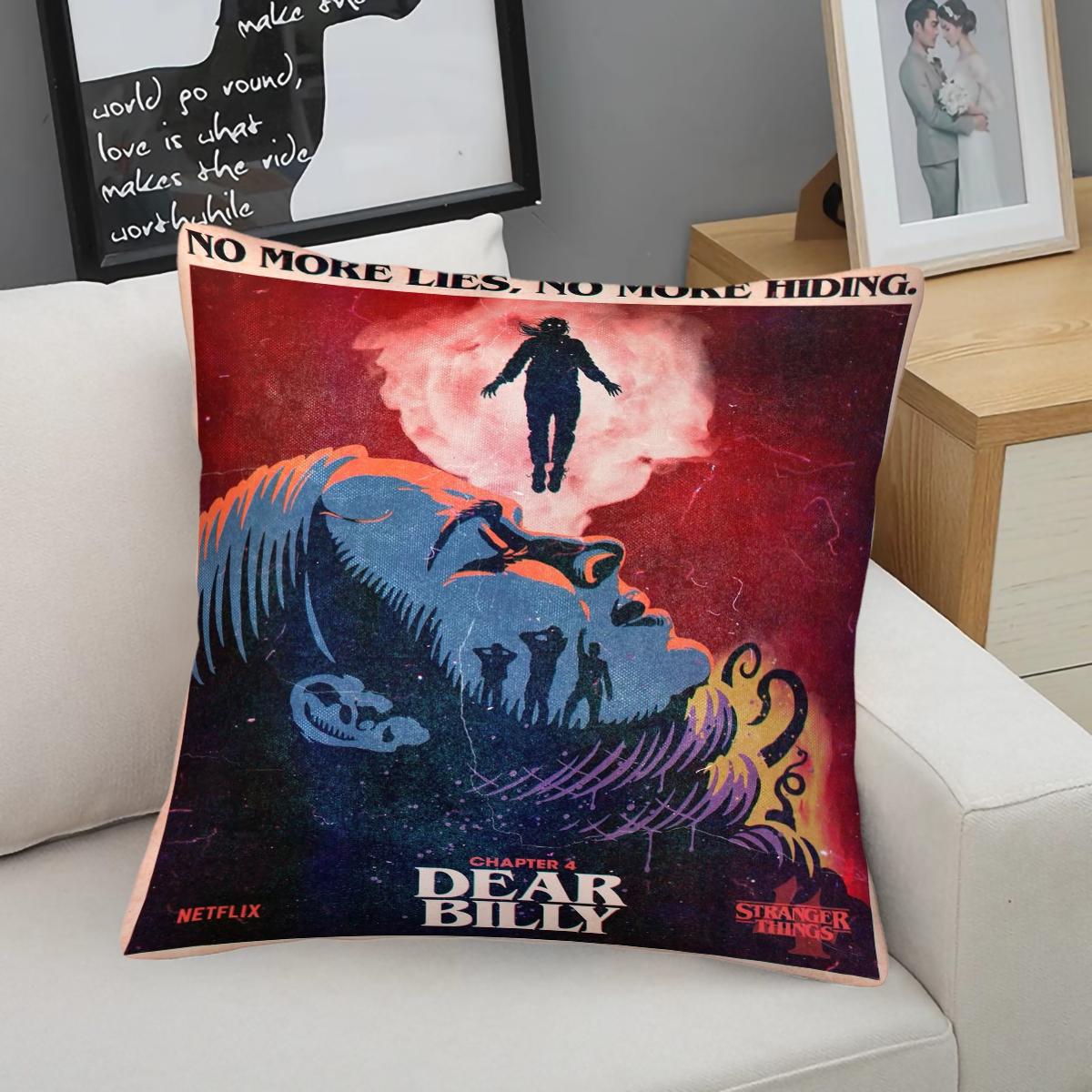 Stranger Things Pattern Throw Pillow, Soft And Comfortable Printed Design, Unique Print, Suitable For Living Room Sofa, Bedroom Headboard Pillow, And Office Nap