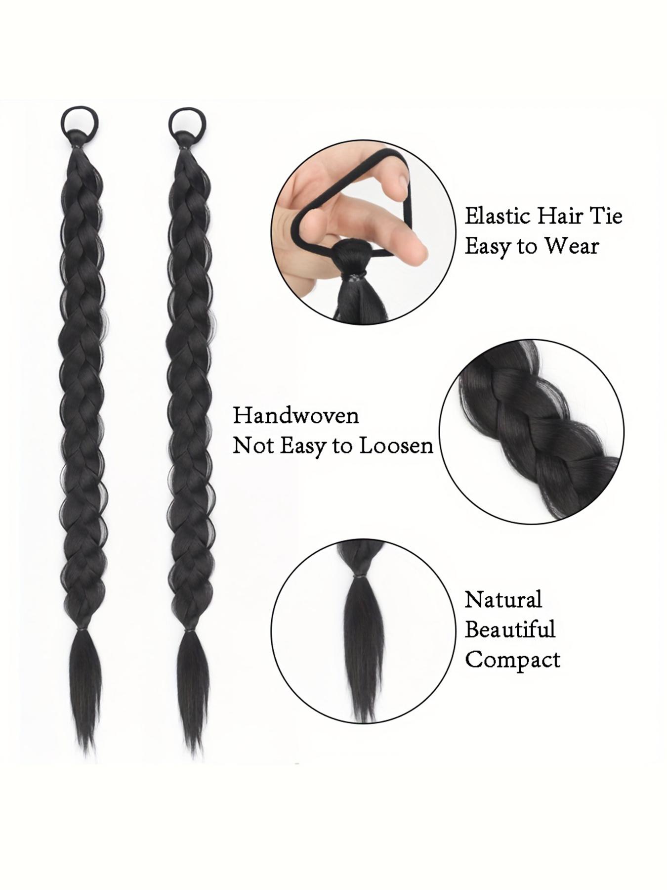 Women's Synthetic Long Twist Braid Ponytail Extension, 24-Inch Rubber Band Wig for Daily Use & Special Occasions, All-Season Hair Accessory, Synthetic Braids, Synthetic Braided Wigs