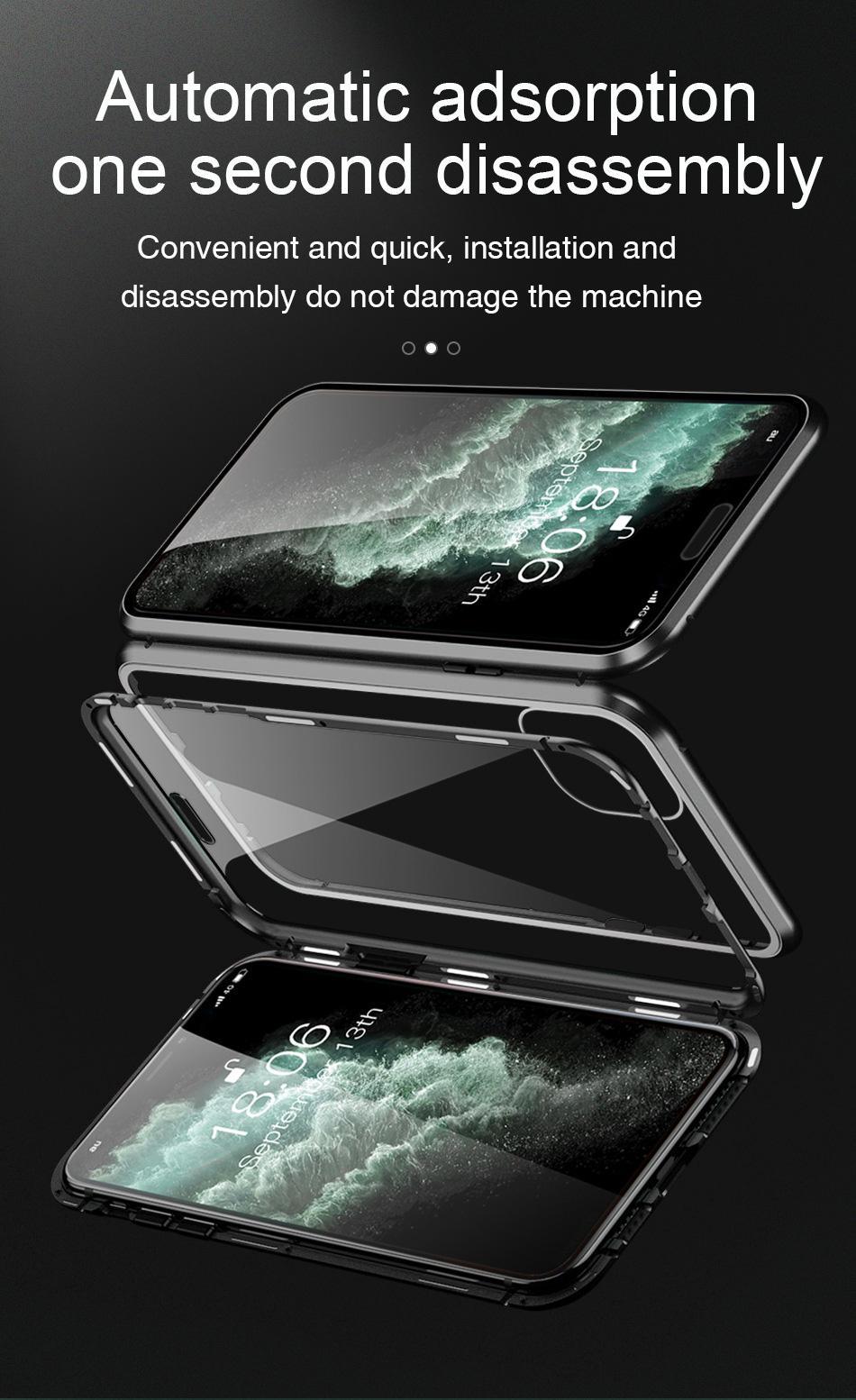 Anti Spy peeping Privacy Glass + Metal Magnetic Adsorption Case For iPhone 16 15 14 Plus 13 12 Mini 11 Pro X XS Max XR Cover