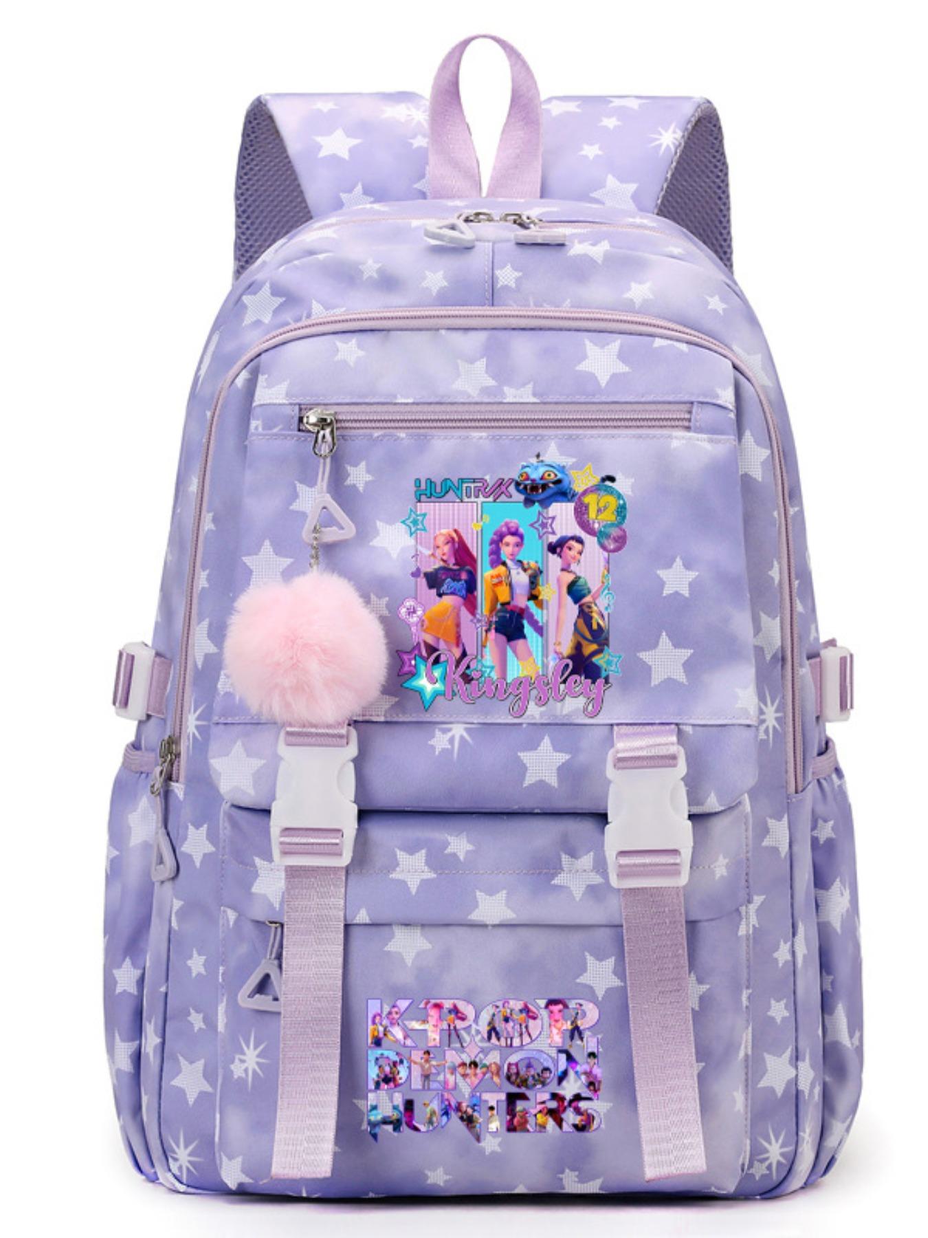 Korean Style Star Pattern Backpack, Large Capacity School Bag for Students, Spinal Protection, Lightweight, Suitable for All Seasons, Cute Backpack
