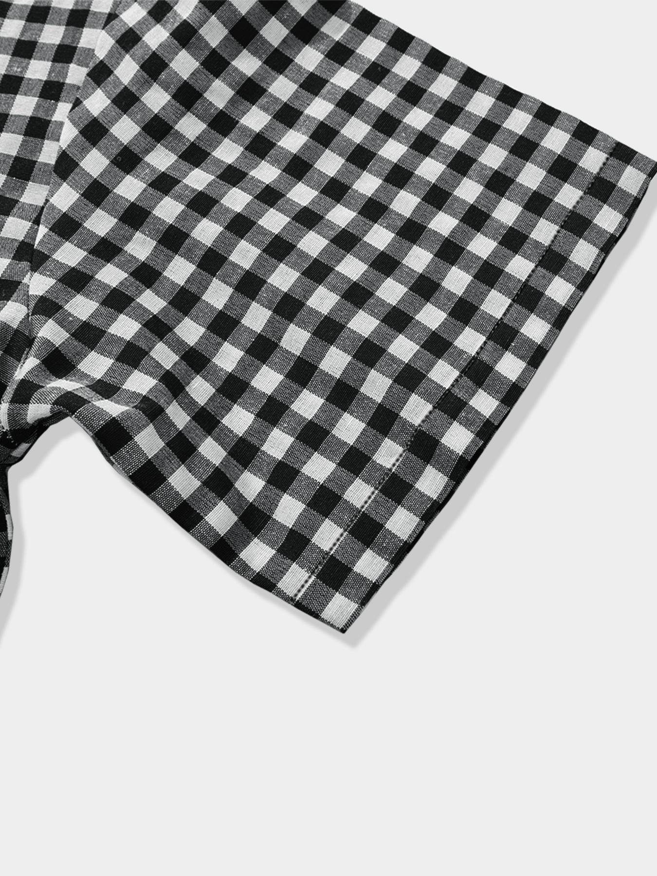 Men's Regular Fit Gingham Print Short Sleeve Shirt, Casual Half Sleeve Comfy Top for Fall, Men's Clothes for Daily Wear