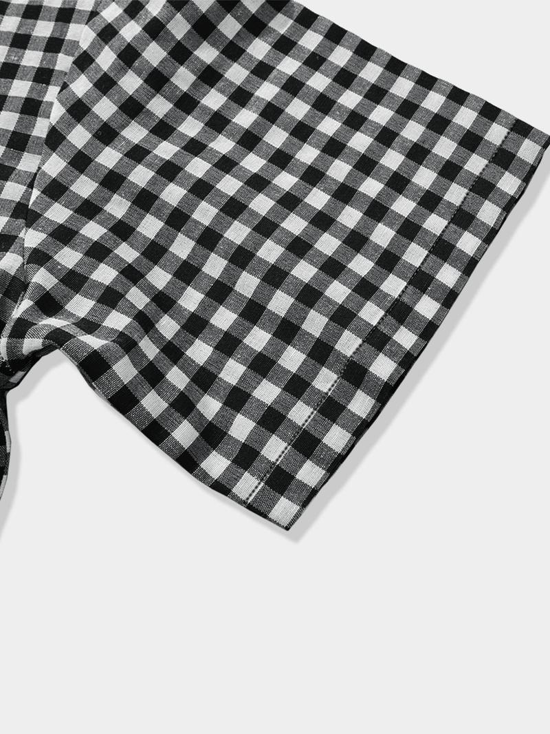 Men's Regular Fit Gingham Print Short Sleeve Shirt, Casual Half Sleeve Comfy Top for Fall, Men's Clothes for Daily Wear
