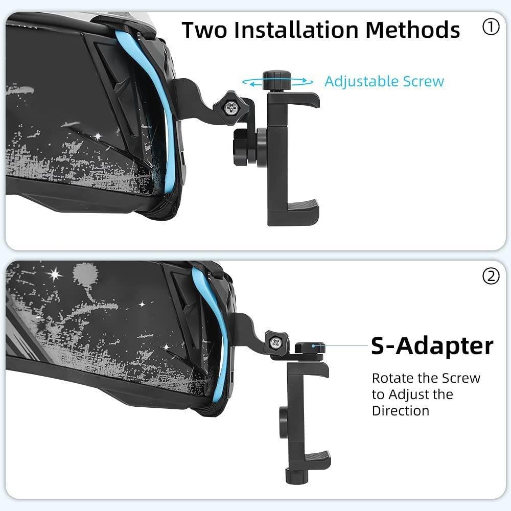 Durable Motorcycle Helmet Chin Strap Camera Mount Holder - Easy-to-Install Locking Design with Phone Clip, Full Face Mobile Phone Holder Compatible with GoPro Hero 11,10,9 Action Cameras