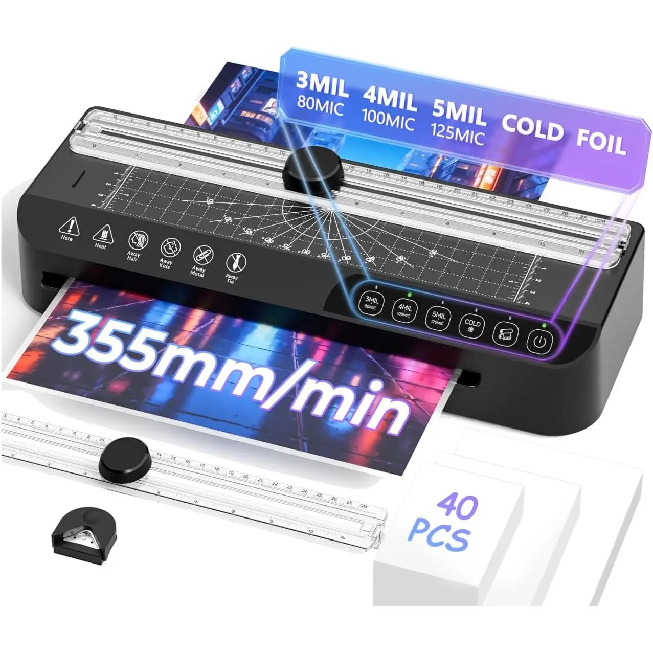 9-Inch Laminator Machine with 40 Sheets 8-in-1 Thermal Laminator Kit