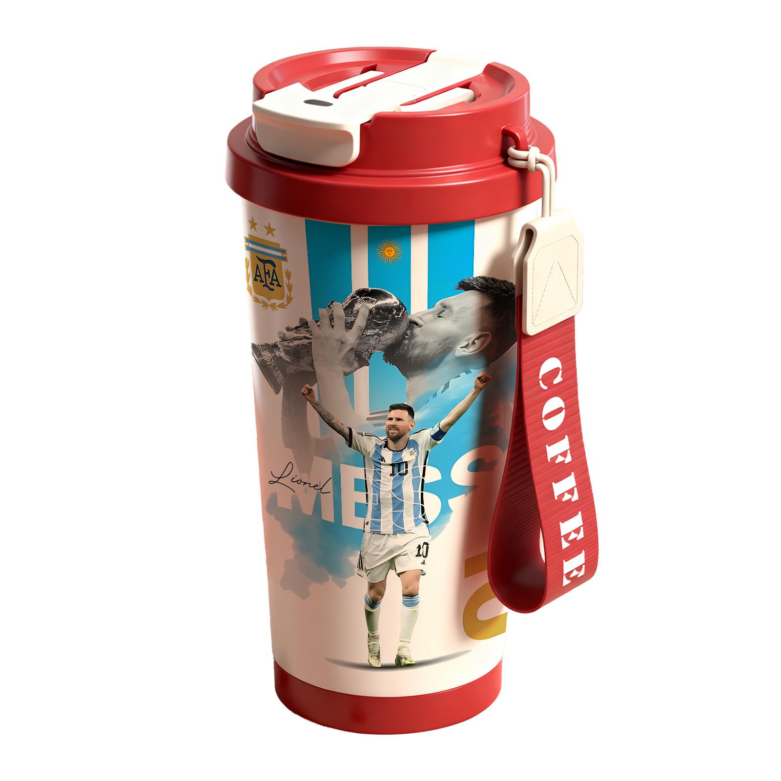 1 Pc 19/24/32oz stainless steel double wall insulated Tumbler, Hydration Tumbler, leak proof vacuum cup with handle and strap, soccer champion print, keep warm for 12 hours and cold for 24 hours, hot cold drinks, gift for men and women, birthday