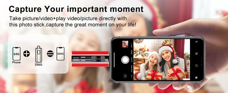 EATOP USB 256GB 512GB 1TB Flash Drive Intended for iPhone iPad, Memory Stick Storage for Photos and Videos Backup, Compatible with iPhone iPad Android PC, Plug and Play, No Application Required (1 PACK)