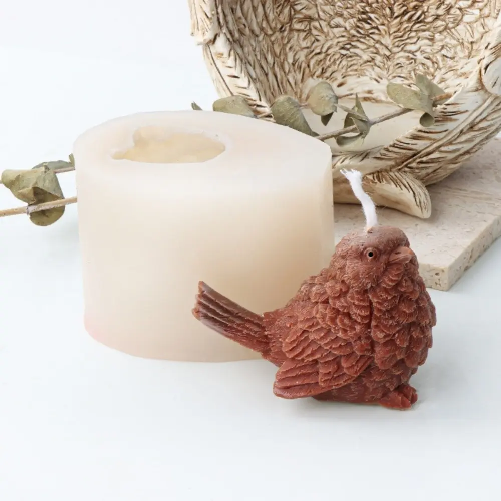 3D Relief Sparrow Bird Cylindrical Candle Silicone Mold DIY Cute Animal Candle Resin Making Carved Wing Bird Plaster Aromatherapy Soap Handicrafts Decor Lovely Gifts