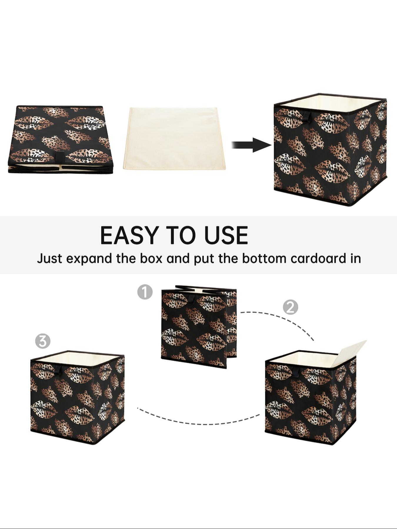 Leopard Print Lip Pattern Storage Box, Stackable Drawer Organizer, Durable Multi-Functional Design for Home Dorm Room Organization