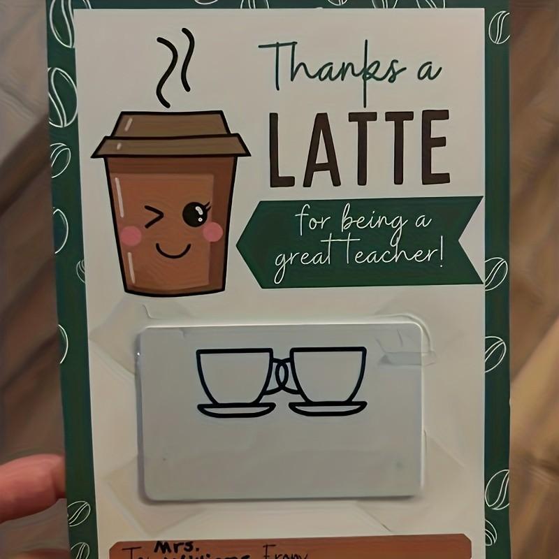 5-Pack 'thanks a Latte' Teacher Thank You Gift Card Holders, DIY Coffee Theme Cards, Perfect for End-Of-Year or Christmas Gifts
