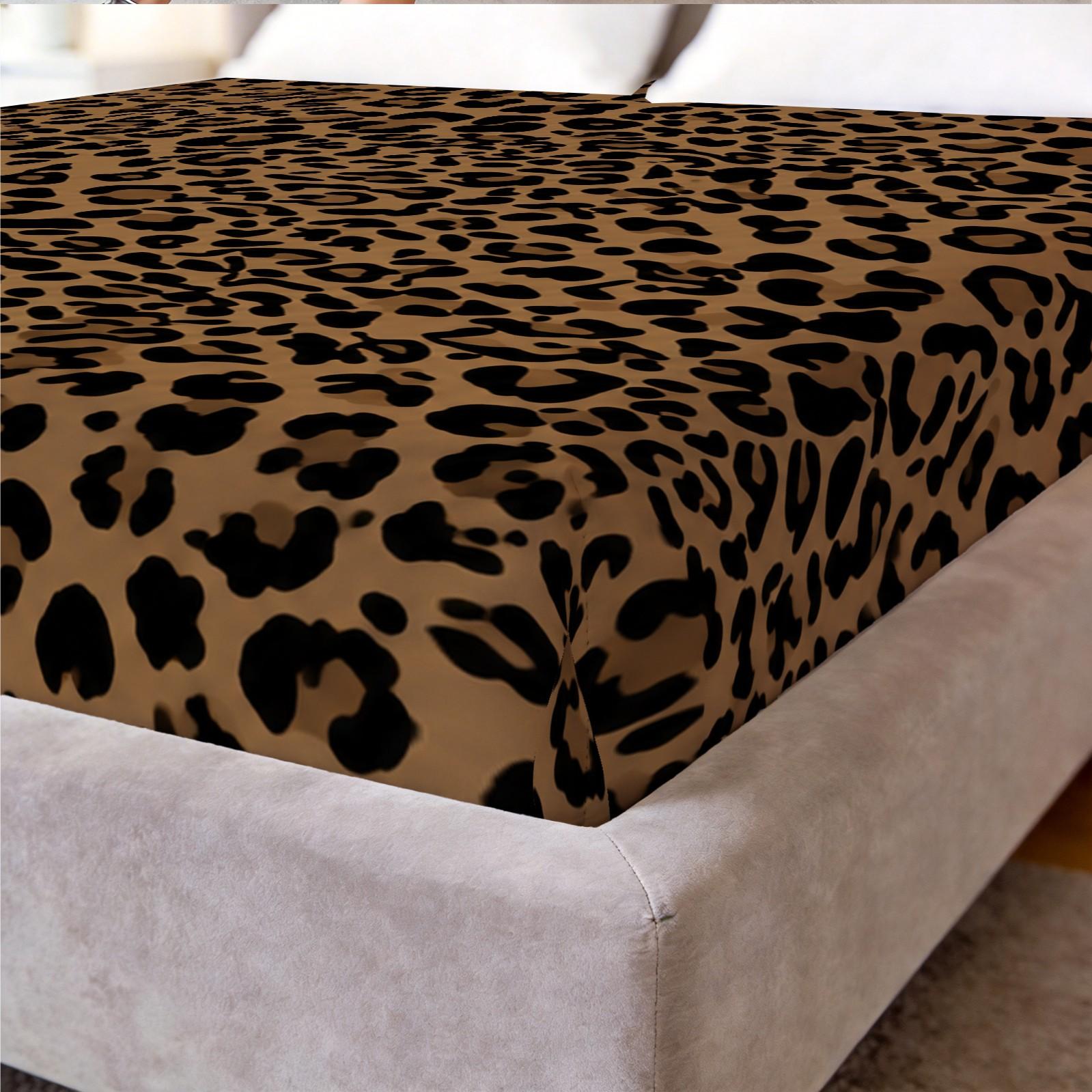 3 Pieces Leopard Print Fitted Sheet Set, Bedsheets Set, Bed Sheet Sets (1 Fitted Sheet + 2 Pillowcases), Classic Retro Animal Leopard Pattern, Soft Skin-Friendly Fabric Bedding, Home Furnishing for Women Bedroom, Top Choice for Holiday Gifts