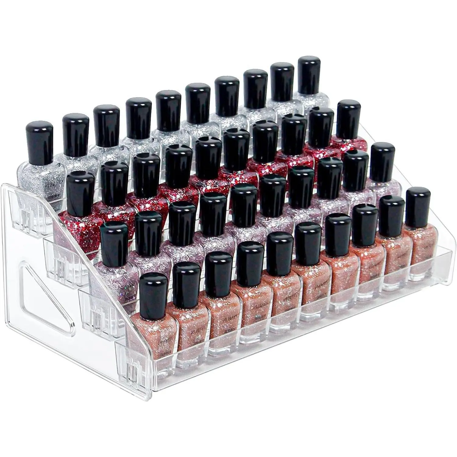 4-Tier Clear Acrylic Nail Polish Storage Rack, Holds 32-64 Bottles, Multi-Purpose Organizer for Sunglasses, Essential Oils and CosmeticsGift