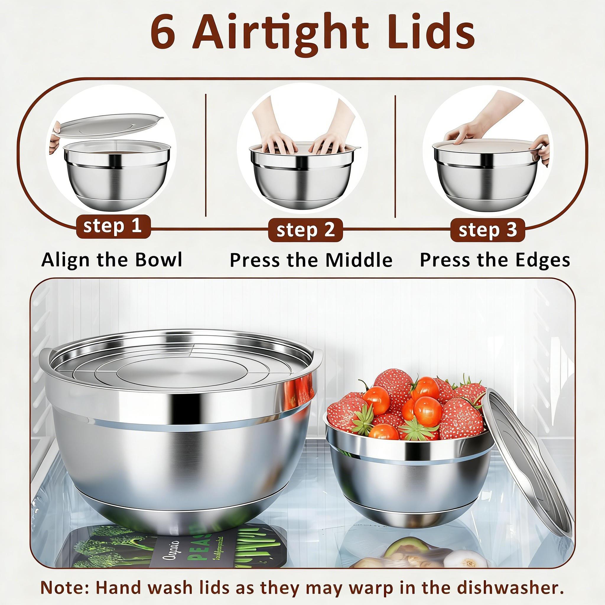 23PCS Stackable Nesting Stainless Steel Mixing Bowls Set | with Lids, Graters, Whisk & Complete Baking Utensils