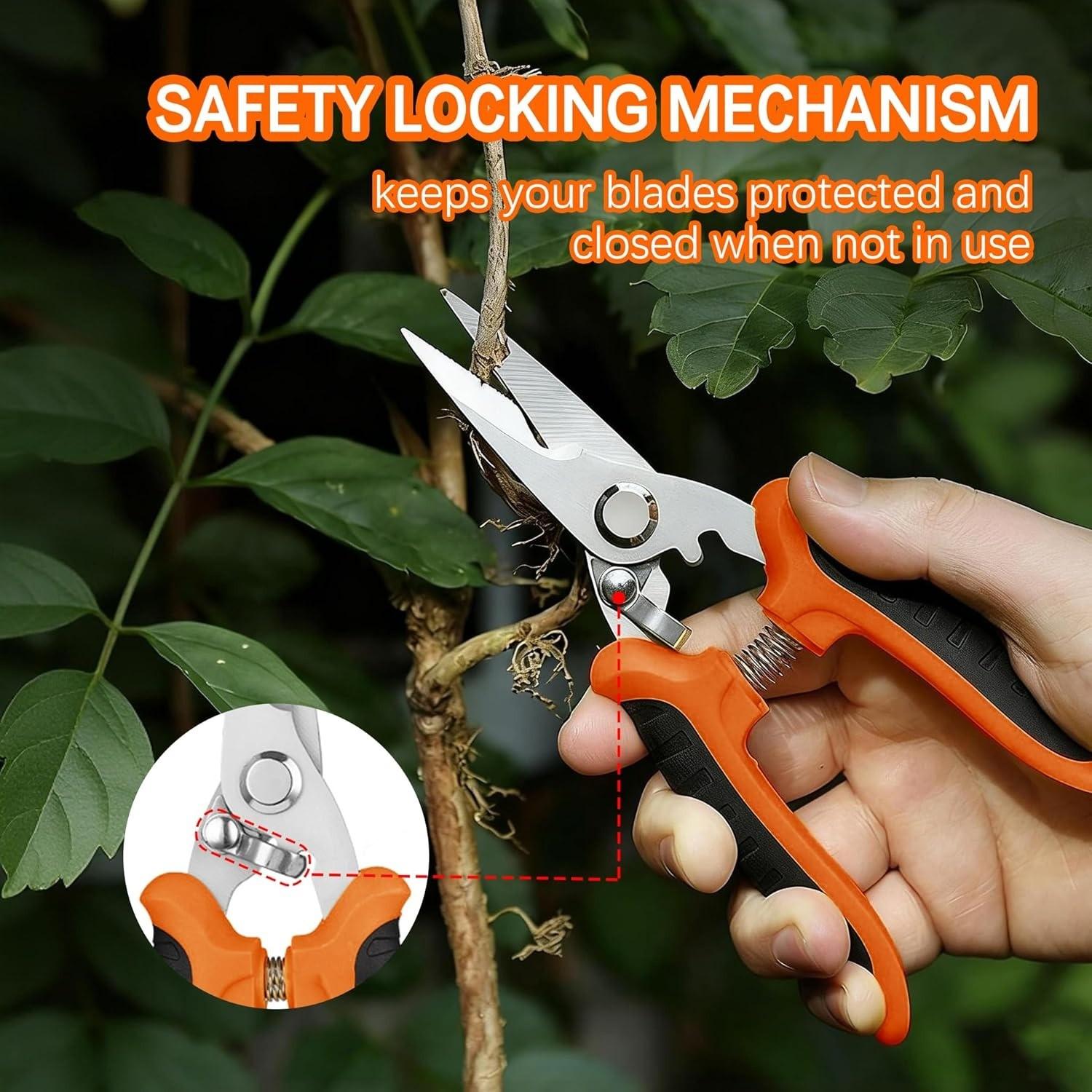 4pcs Garden Pruning Shears Set, Bypass Trimmer, Ergonomic Handle, Sharp Stainless Steel, for Plants, Flowers, Fruit Trees, Shrubs