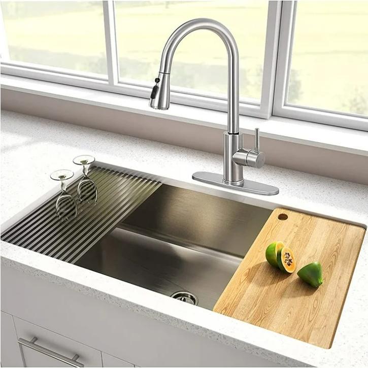 PHANCIR NEW Kitchen Faucet with Pull Down Sprayer, High Arc Single Handle, Brushed Nickel, Brushed Go Home ld Finish  Modern Durable Steel