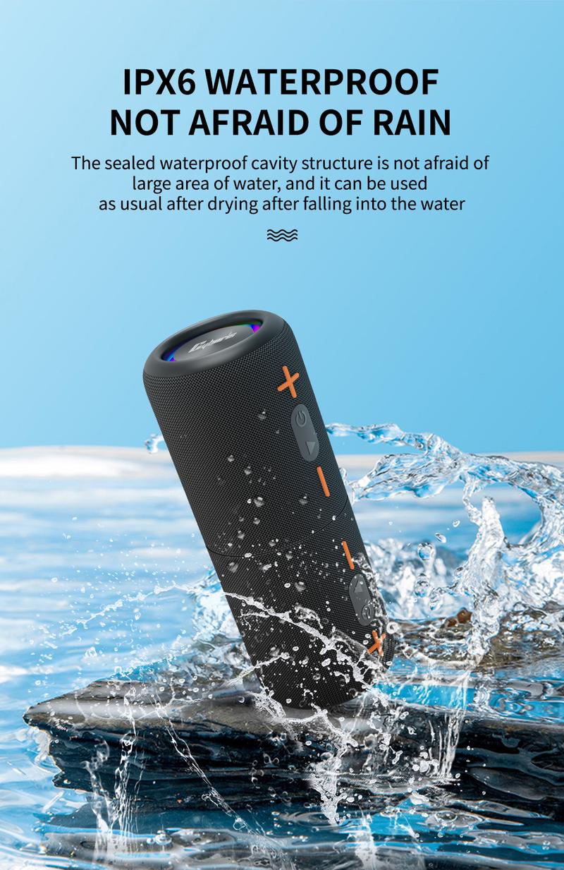 New upgrade 2 in 1 portable Bluetooth speaker with 20-watt stereo bass effect, IPX6 level waterproof performance and home theater surround sound. Modern style, a must-have for music lovers. Supports Bluetooth 5.3 connection. Boombox Birthday