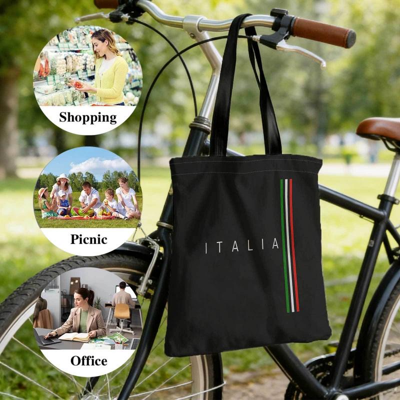 Italian Tricolor Retro Tote Bag Suitable for Shopping, Beach & Picnic - Foldable Bag with Italian Flag Print, Shoulder Straps, Iconic National Emblem for, Travel, Daily Use - Hand Washable