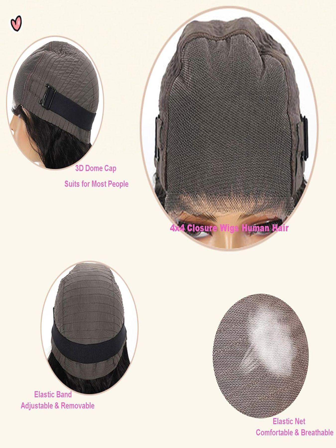 4x4 Wear And Go Glueless Wig Human Hair Straight Transparent Lace Front Wigs For Women Ready To Wear Long Straight Lace Closure Wigs Human Hair Pre Plucked Natural Hairline No Glue 180 Density Natural Color