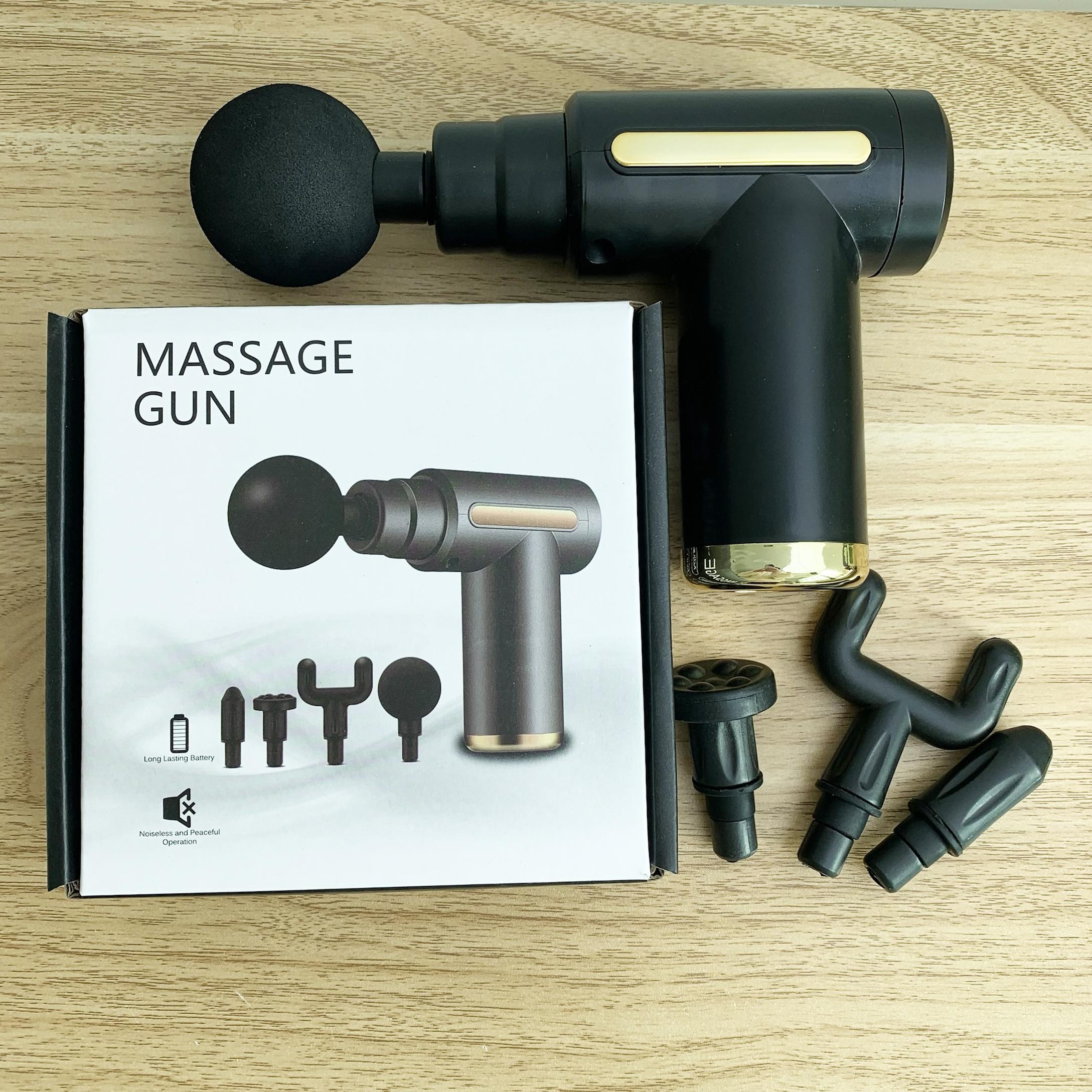 Portable 4-in-1 Massage Gun, Neck Shoulder Relaxer, 6-Speed Vibration Adjustment, Handheld Electric Massager Tool, Ideal Gift for Men and Women