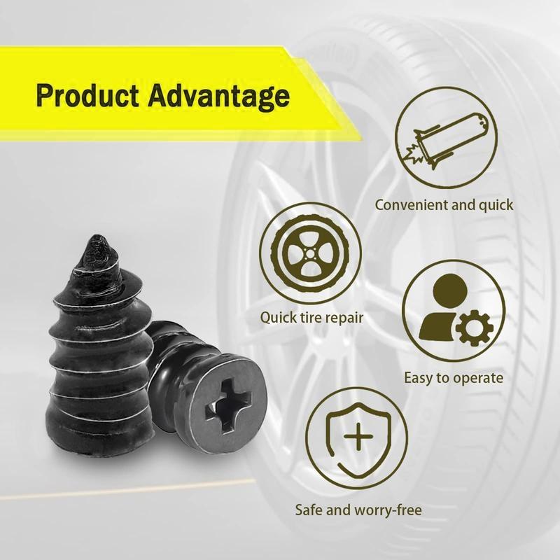 70PCS Tire Repair Rubber Nails Kit with 2 Sizes for Car/Motorcycle/Truck/Tractor, Fast Self-service Screw Rubber Nail Vacuum Tire Puncture Repair Tool