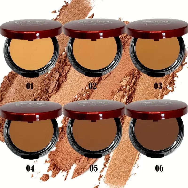 6-Shade Waterproof & Sweat-Proof Contour & Concealer Powder, Oil-Control Matte Finish with Buildable Coverage and Angled Sponge Applicator for Light Beige Skin Tones, Long-Lasting Natural Finish, Portable Makeup Smooth Application Tool