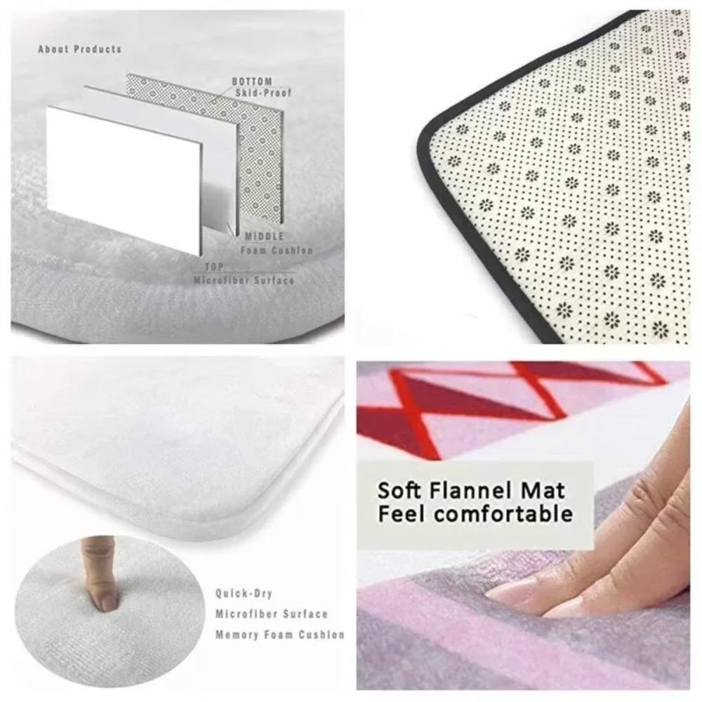 Grey White Marble 3 Piece Bathroom Rug Set Includes Bath Rug, Contour Mat and Toilet Lid Cover, Machine Washable, Super Soft Microfiber & Non Slip Bath Rugs with Rubber Backing