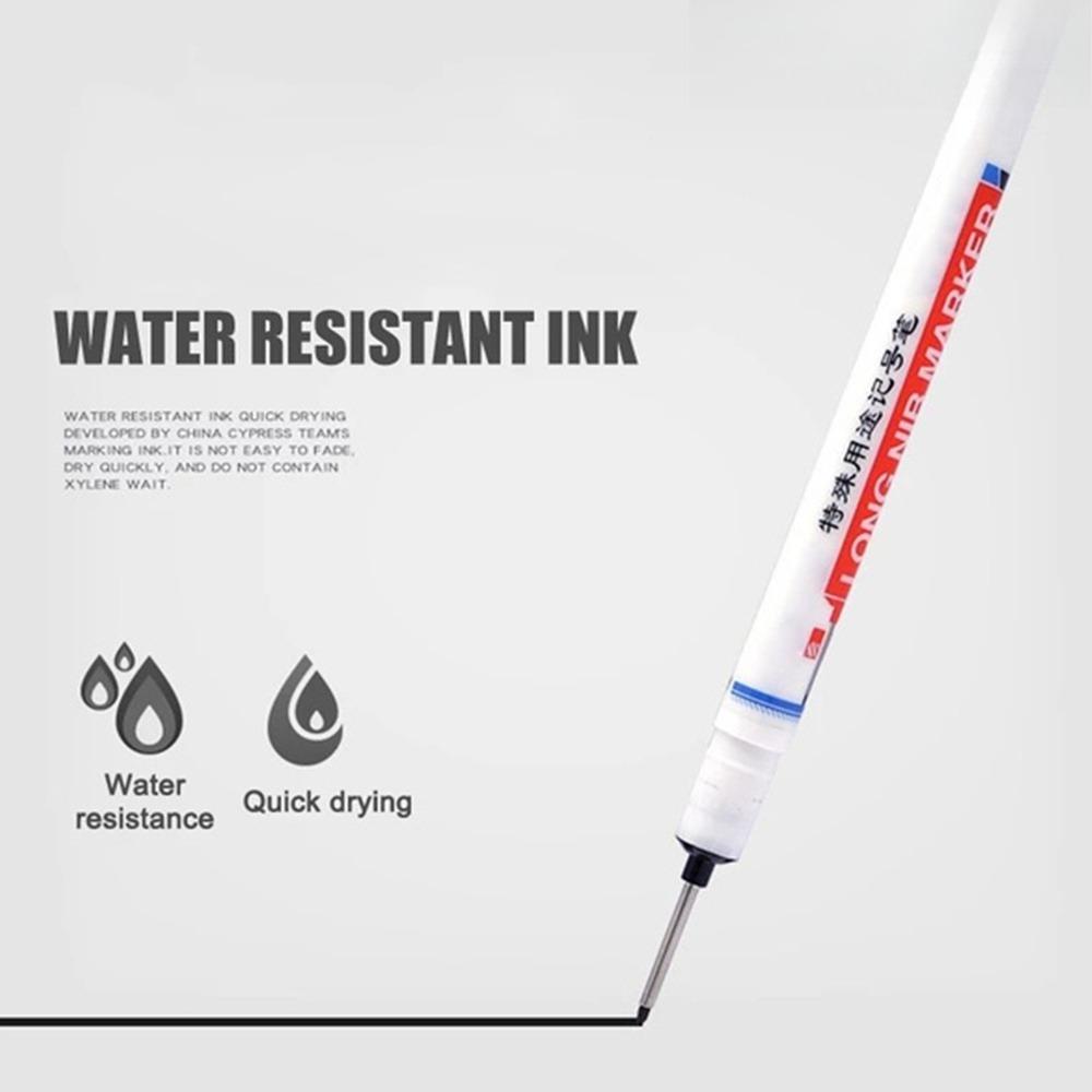 Industrial Waterproof Marker Pen, Long Head Deep Hole Design, Suitable for Metal Wood Glass Ceramic, Fade-Resistant Oil-Proof Cement Marking Tool