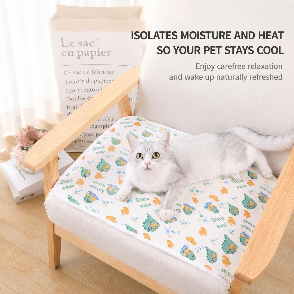Summer Cooling Mat for Dogs & Cats, Soft Ice Silk Pet Pad, Non-Slip and Washable, Portable Cooling Bed for Home and Travel, Latex Cooling Pad