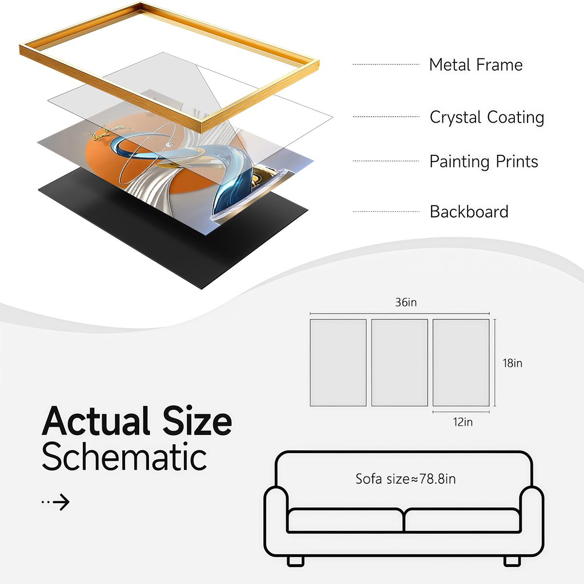 3 Counts Aluminum Alloy Framed Painting, Modern Abstract Geometric Sphere And Cube Art, Home Decoration For Living Room, Bedroom, Office, Restaurant, Hallway Wall Decor, Odorless Print Artwork, Luxury Perfect Gift For Friends And Family