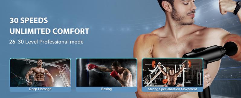 Handheld Muscle Massager Deep Tissue M68-7,Pain Relief with 9 Attachments&30 Speed,Massage Device for Knee,Foot,Neck,Back, Perfect Gift