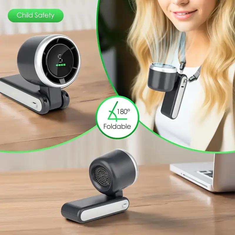 Multifunctional USB Desktop Personal Fan with Cooling Function, Fast Cooling, 5 Speed Settings, Rechargeable Battery, Digital Display