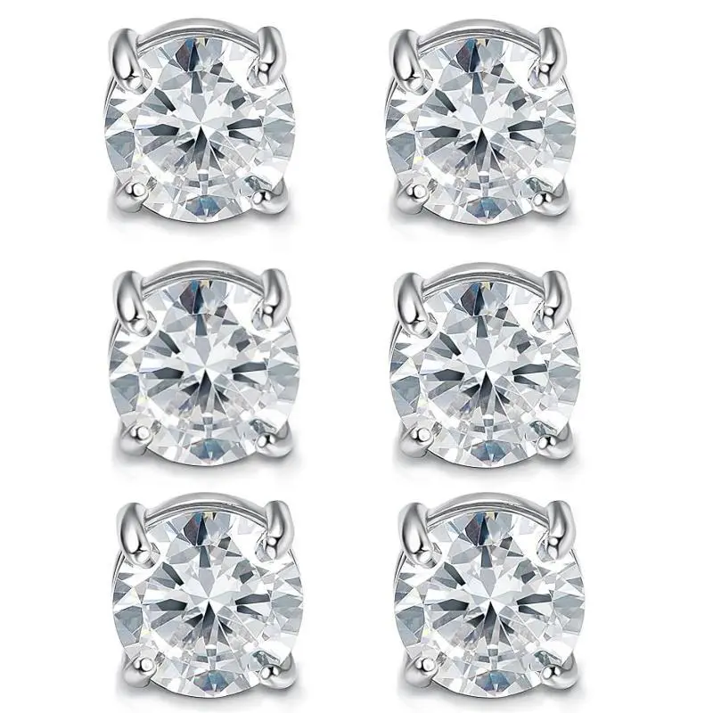 Magnetic Diamond Earrings for Men Women No Piercing Non Perforated Studs Anti-Allergy Fake Crystal Jewelry 6mm 8mm