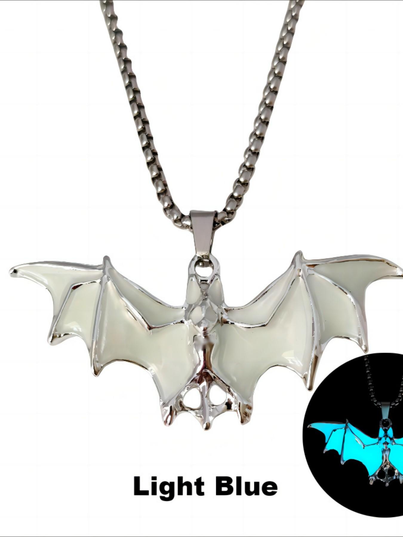 Halloween Party Glow-In-The-Dark Vampire Bat Pendant, New Cool Street Festival Necklace Accessory, Dark Theme Jewelry for Halloween