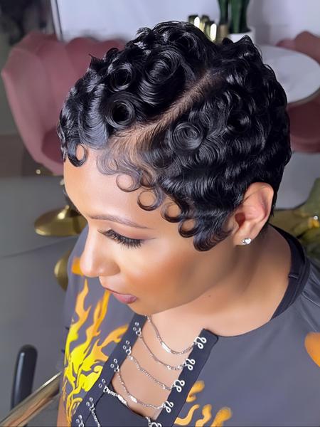 Short Pixie Cut Wigs Human Hair Curly Lace Front Human Hair Wigs For Women Natural Black Hair 13x4 Lace Wigs Curly Bob Wig