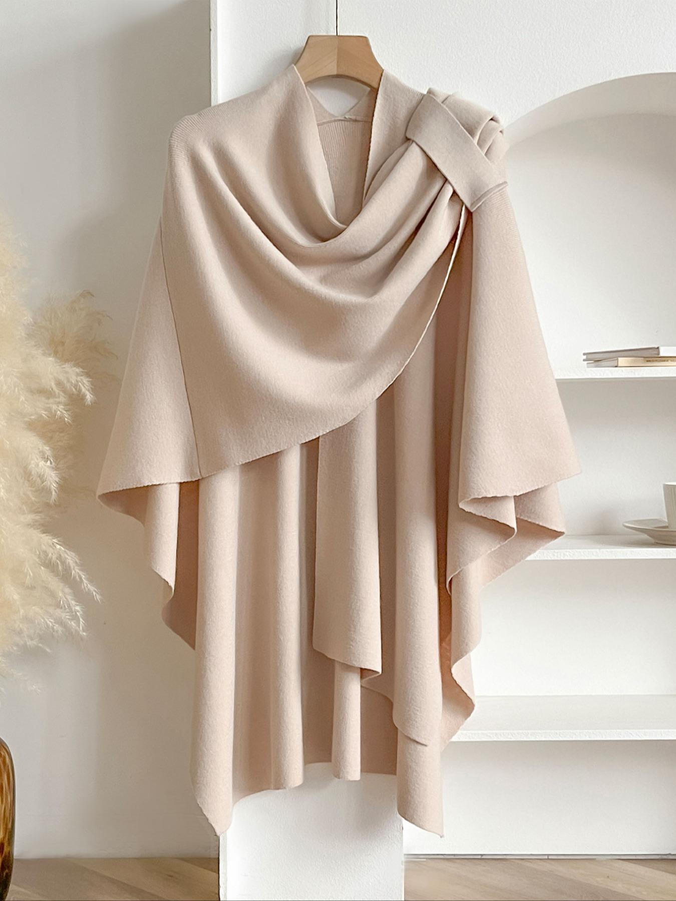 Elegant Women's Fashion Shawl, Simple Solid Color Cape for Daily Use, Perfect Birthday Gift, All Season Wearable Accessory, Trendy Solid Shawl