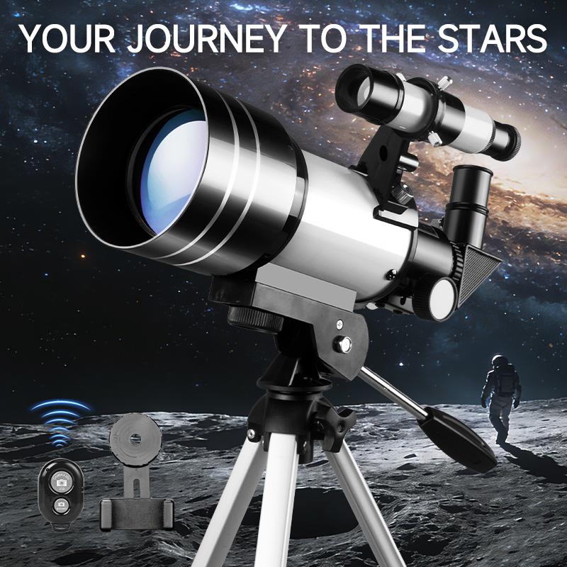 70mm Aperture 300mm Focal Length 150X Astronomical Telescope, Perfect for Science Education & Nature Exploration, Ideal Holiday Gift for Family and Friends