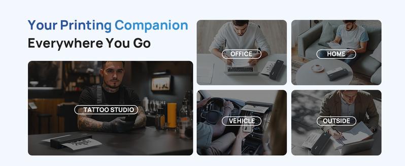 Portable Printers Wireless, D820 Thermal Inkless Printer Support Sizes from 8.5" x 11" to 2" Width, AI Printer, Suitable for Smartphone & PC, Bluetooth Printers for Travel, Home Use Fathersdaygift