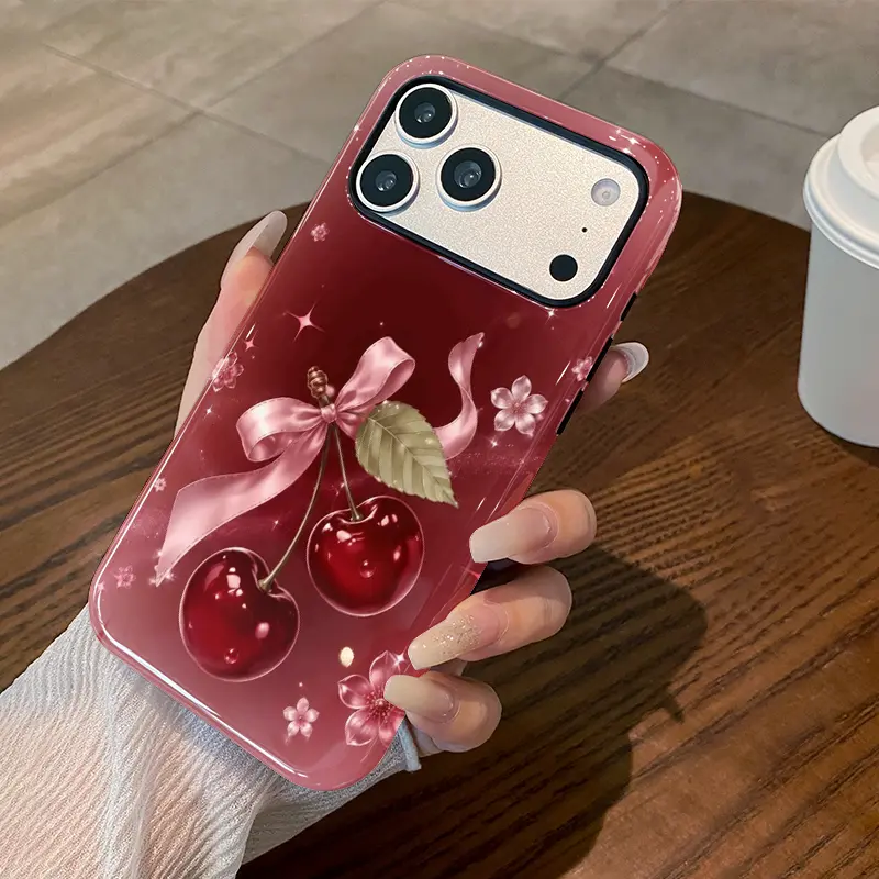 Cherry Blush 2-in-1 Glossy TPU Phone Case for iPhone 18 to 11 Pro Max ...