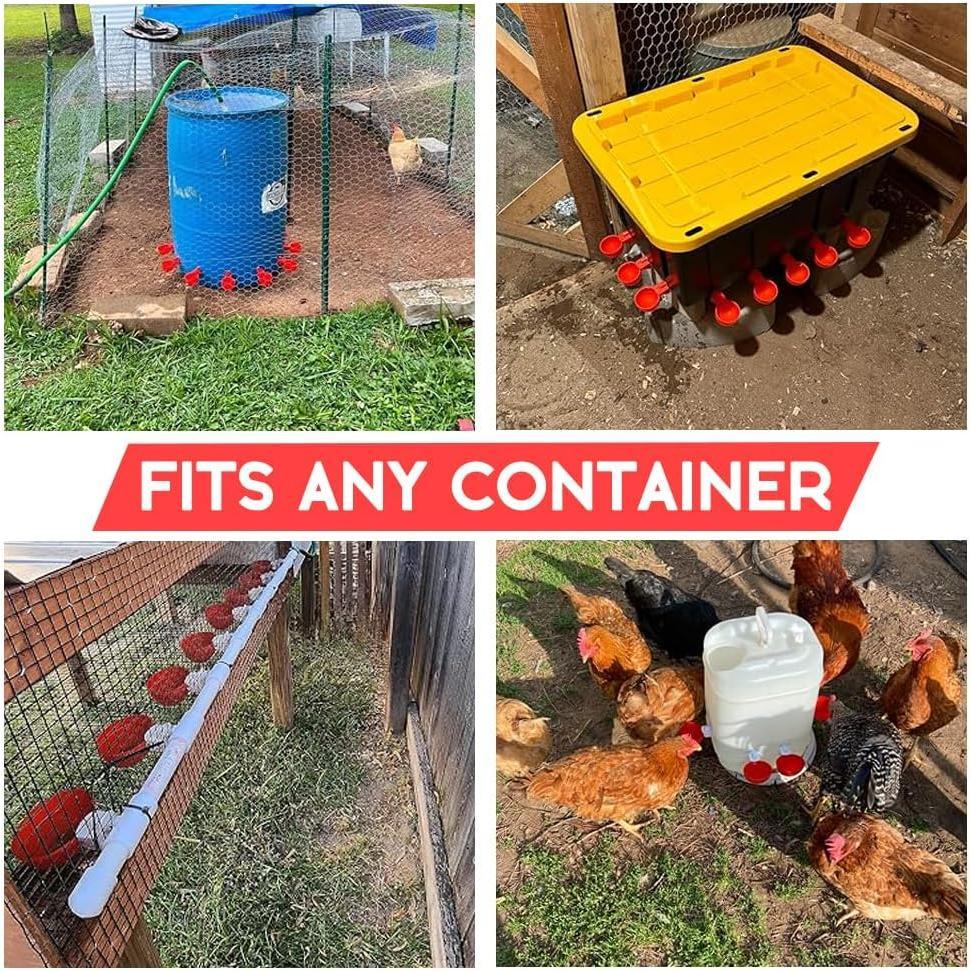 16 Pack Auto Chicken Poultry Waterer Cups Feeder for Diy Chicken Coop Automatic Watering Cup Dispenser Drinker Bebederos De Agua Para Gallinas with Mounting Hole Opener Double Leak-proof Washer