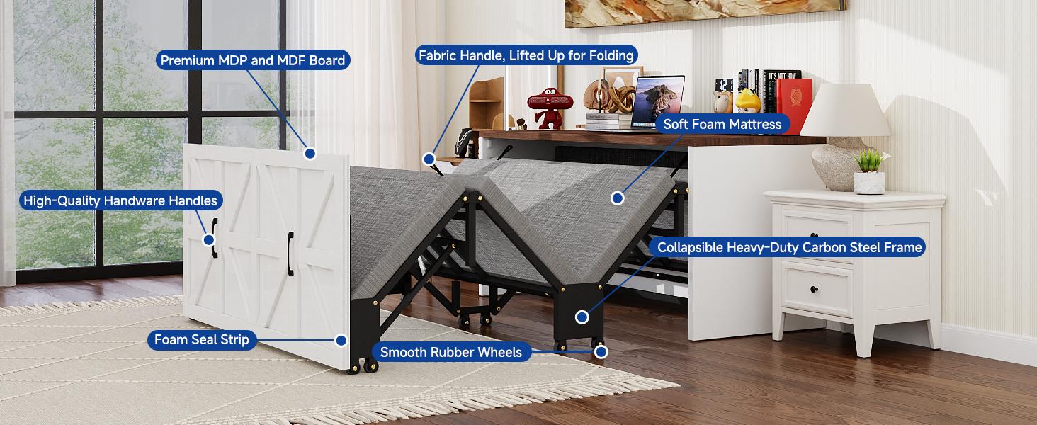 Lilypelle 2-in-1 Murphy Cabinet Bed – Farmhouse Hideaway Foldable Platform Bed for Guest Room, Bedroom, or Home Office, Up to 650 Lbs Lilypelle 2-in-1 Murphy Cabinet Bed – Farmhouse Hideaway Foldable Platform Bed for Guest Room, Bedroom, or Home Office, Up to 650 Lbs