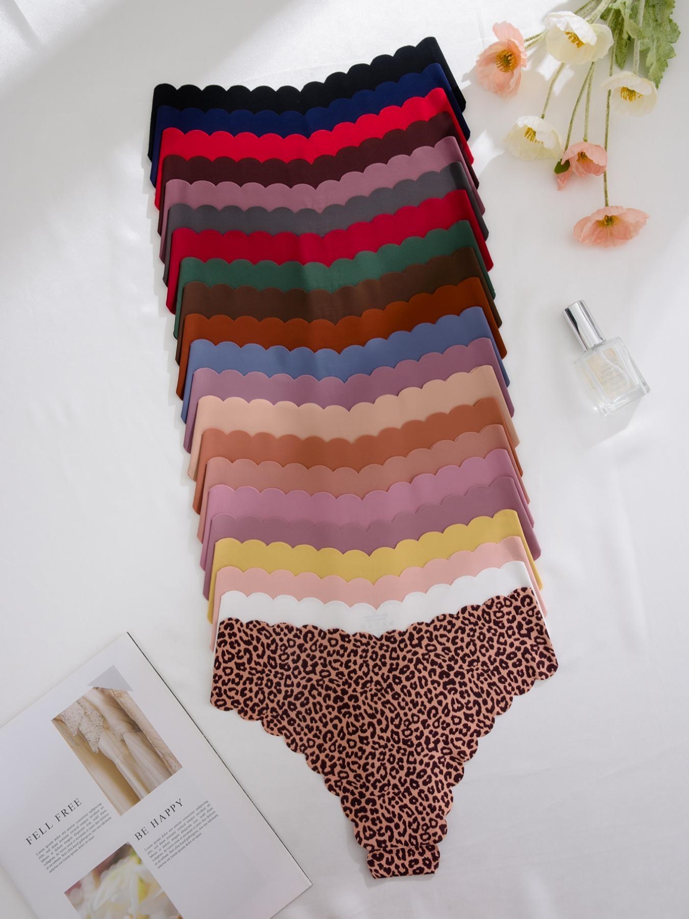 Women's Solid/leopard Print Panty, Soft Comfy Breathable Seamless Knicker for Daily Wear, Ladies Underwear for All Seasons, Fashion Comfy Underwear