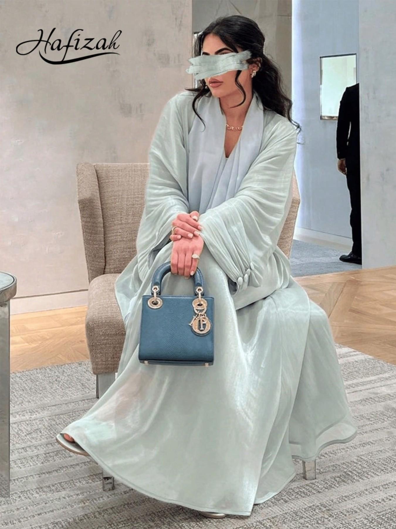 Clear Pearl Gloss Pleated Bubble Sleeve Long Cardigan, Soft Light Flowy Loose Fit, Versatile Outerwear for Commute and Dates, Clothes Women