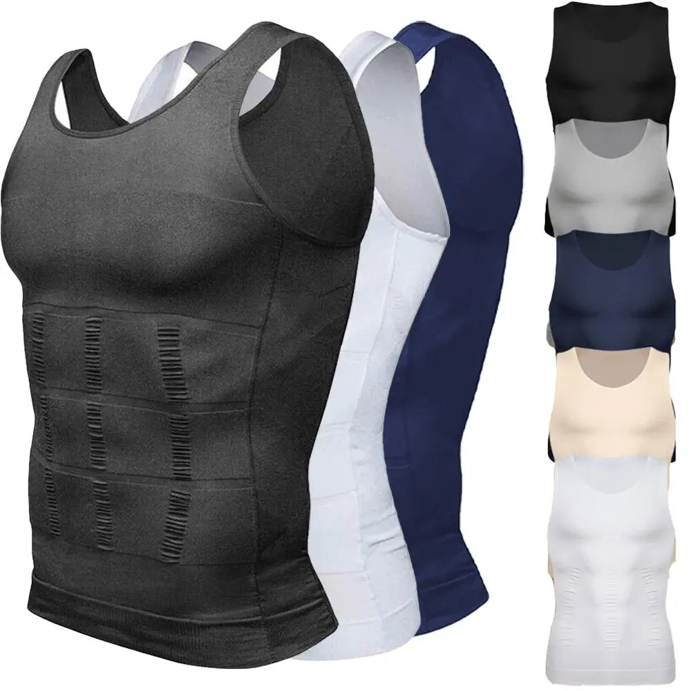 1/2 Pack Men Body Shaper Trainer Vest, Compression Tank Top with Tummy & Abdominal Control, Breathable Sleeveless Shapewear Underwear for Gym Workout