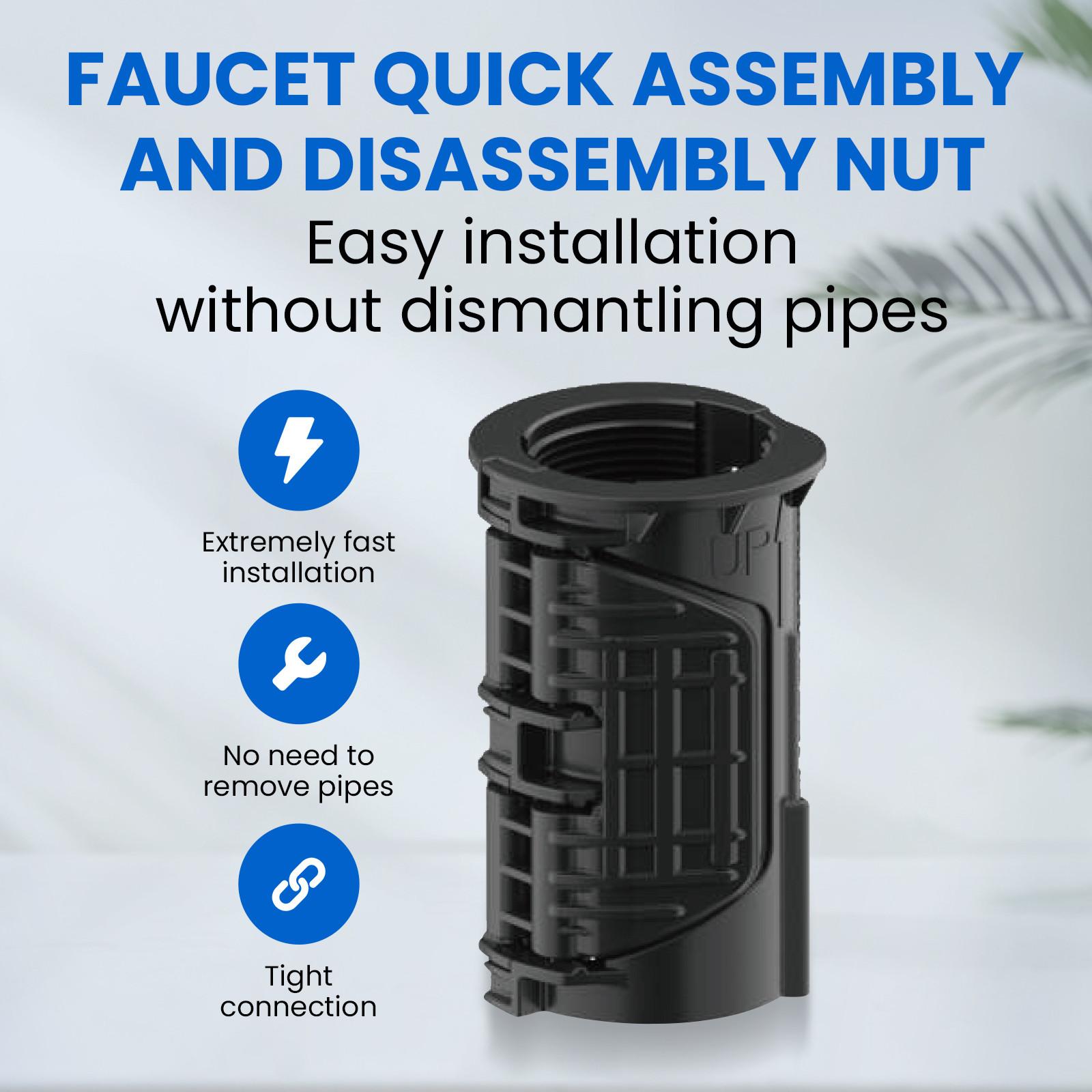 21048 Faucet Basin Nuts, Quick Install Locknuts, Coupling Nut for Kitchen Bathroom Sink, 32mm Anti-Loose Nut, Durable Corrosion Resistant