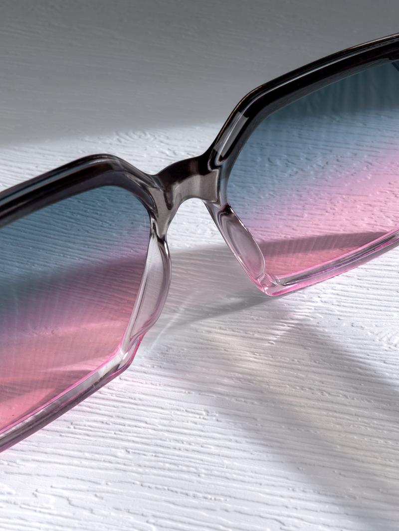 LUXURY Square Sunglasses | Acetate Ombré Pink & Matte Black | Gold T-Detail + UV400 dark sunglasses men sunglasses beach stuff