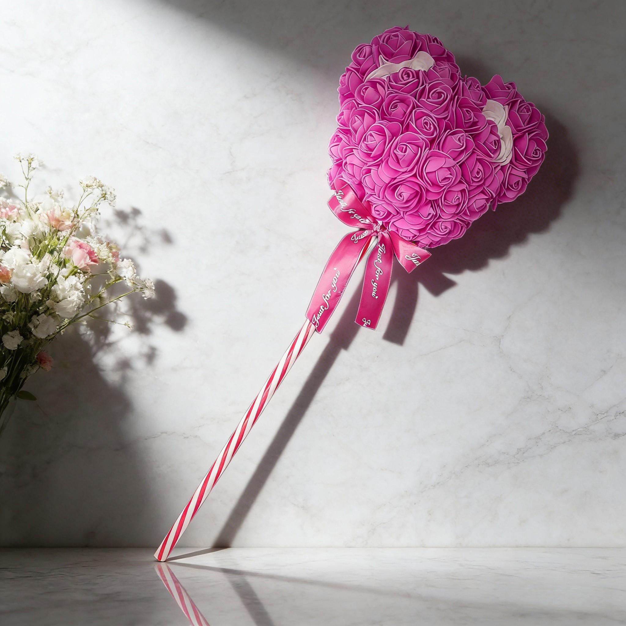 2026 Mother's Day Limited Edition Rose Bear Heart Lollipop, Artificial Eternal Rose, Romantic Gift for Valentine, Birthday, Girlfriend, Wife